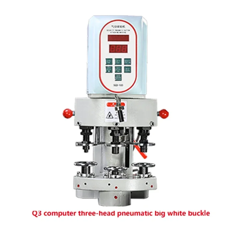 KX-Q3 Drie Hoofd Pneumatische Vier Knop Machine Gesp Machine Halfautomatische Computer Gesp Machine Grote Whitebuckle