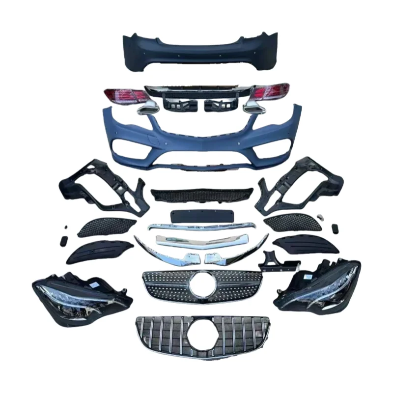 FOR Mercedes-Benz E200 Coupe W207 For AMG Front/Rear Bumpers Side Skirts Body Kit Upgrade Parts Park Assist Sensor Cut-Outs