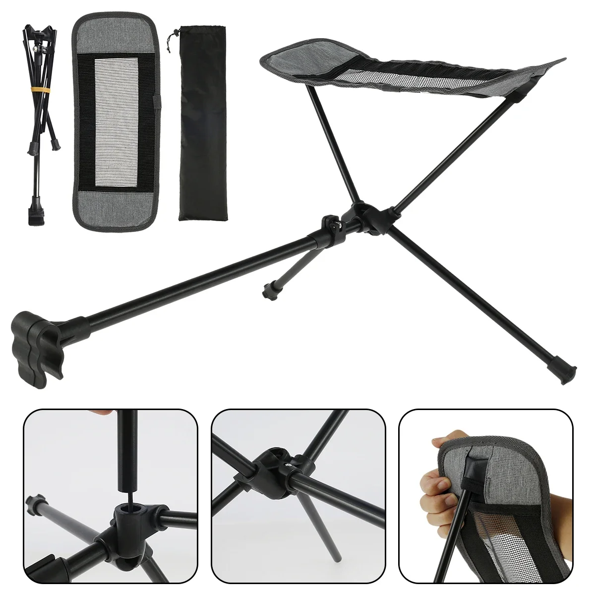 Outdoor Moon Chair Footrest Portable Aluminum Alloy Footrest Leisure Camping Folding Chair Telescopic Footrest Kickstand