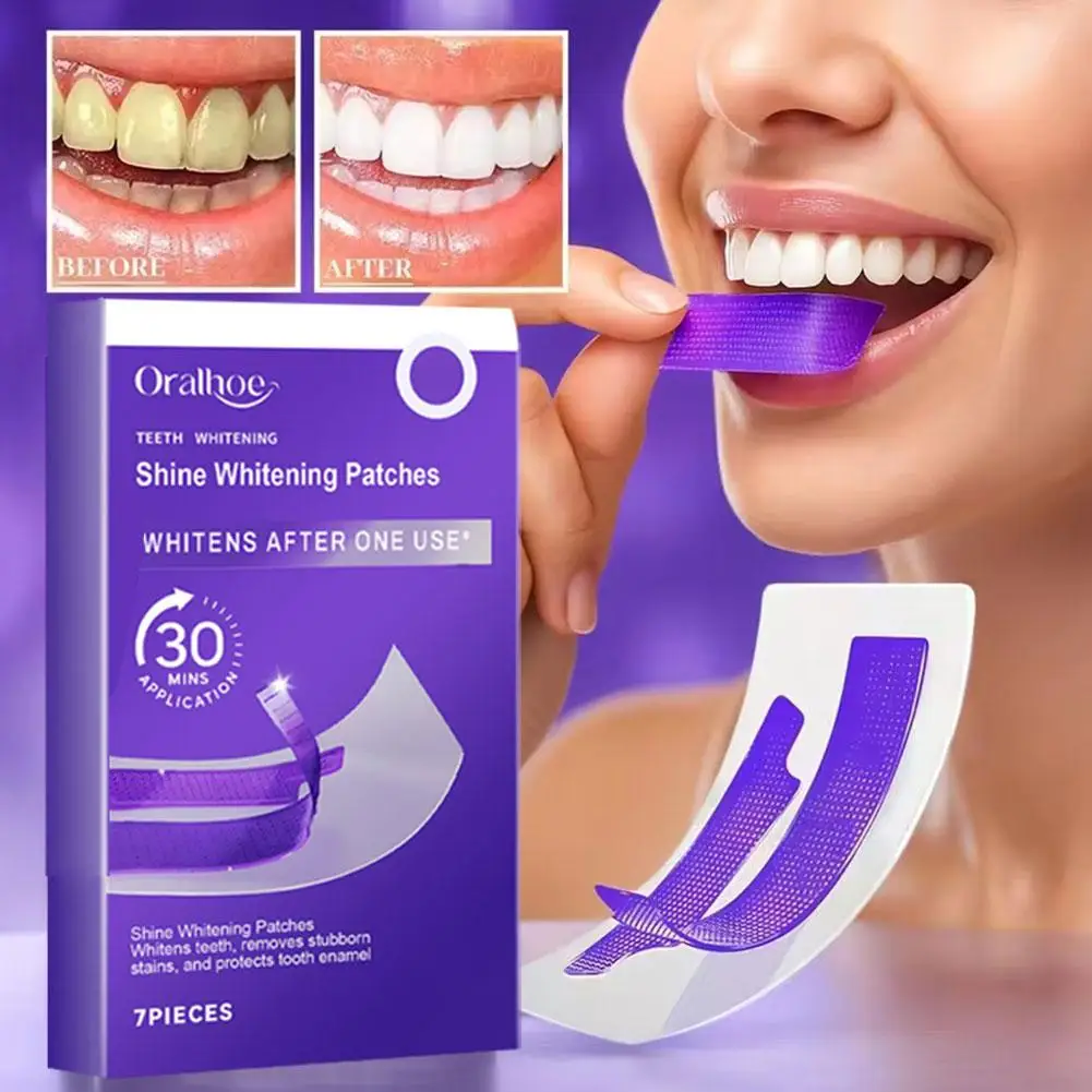 Purple Teeth Whitening Strips 7PCS Oral Cleaning Strips Mild Whitening Solution Improve Dental Yellowing Fresh Breath Oral Care
