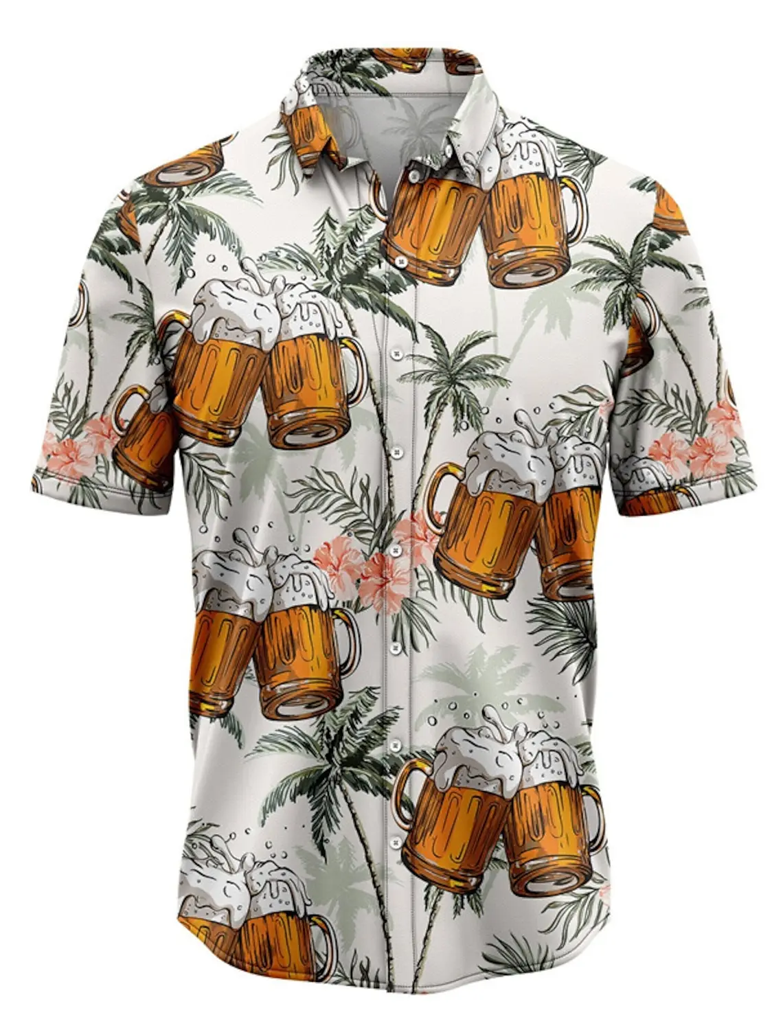 

Summer Men's Hawaiian Shirt Graphic Prints Beer Leaves Street Casual Short Sleeves Print Button-Down Clothing Apparel Tropical