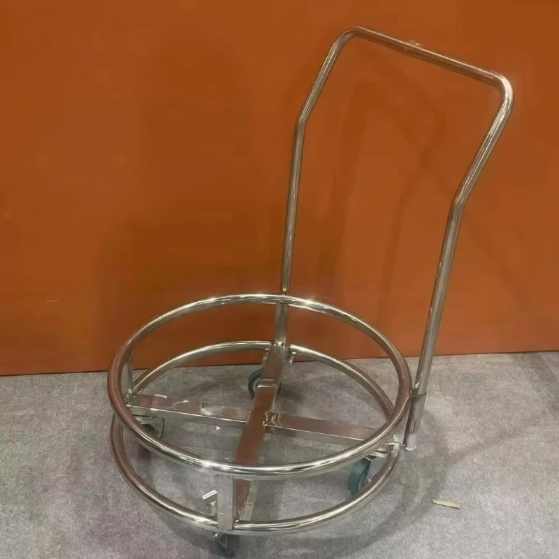 Modern stainless steel pot holder with wheels, double-layer mobile gas cylinder storage