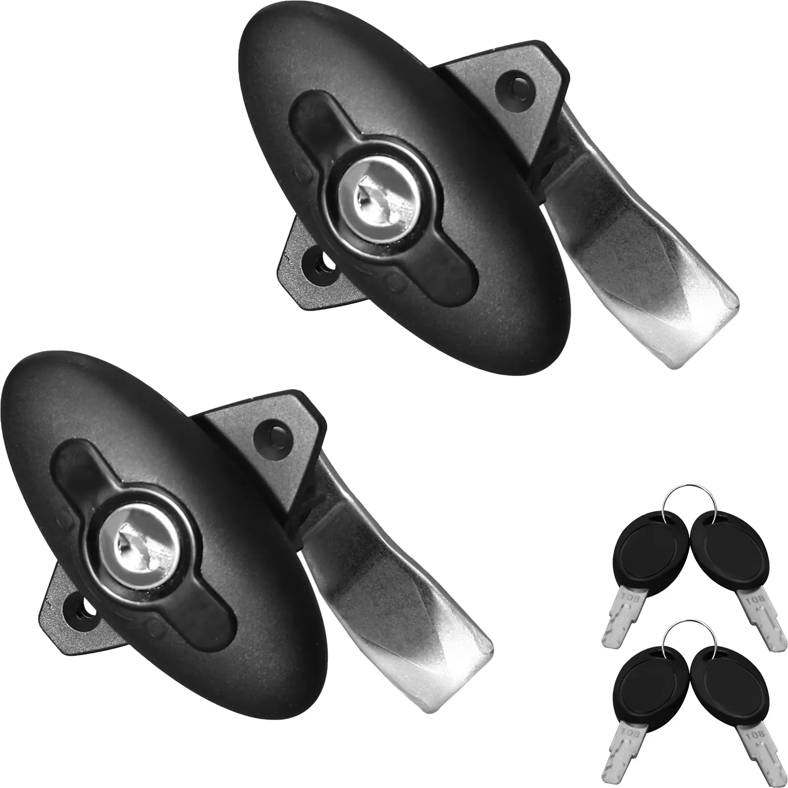 

2PCS RV Camper Shell Locks, Rv T Handle Lock for Storage Door, Pickup Truck & Boat, Right Keyed Alike Black Zinc Alloy Lock Body