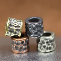 Irregular Hammer Texture Cylinder Brass EDC Knife Bead DIY Paracord Lanyard Pendant Outdoor Flashlight Umbrella Rope Accessories