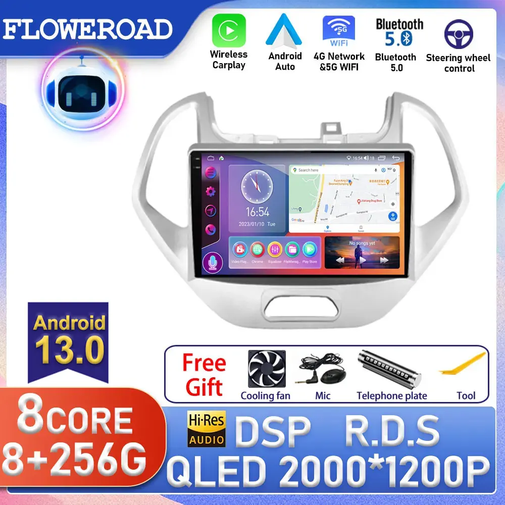 

8 CORE Android For Ford FIGO KA 2015 - 2020 Carplay Autoradio Car Radio Multimedia Blu-ray QLED Screen Navigation GPS No 2din