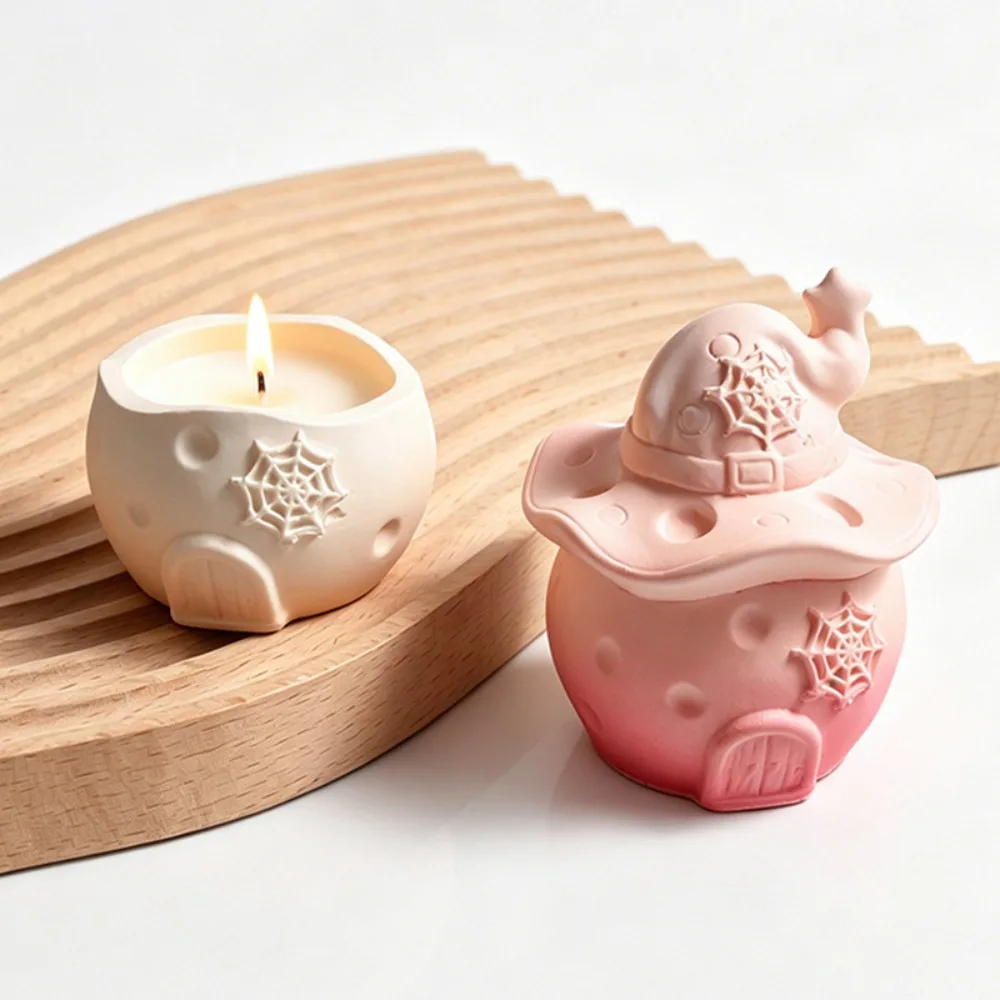 Wizard Magical House Storage Jar Silicone Mold DIY Halloween Candle Cup With Lid Vessel Casting Plaster Resin Mold Pot Mould