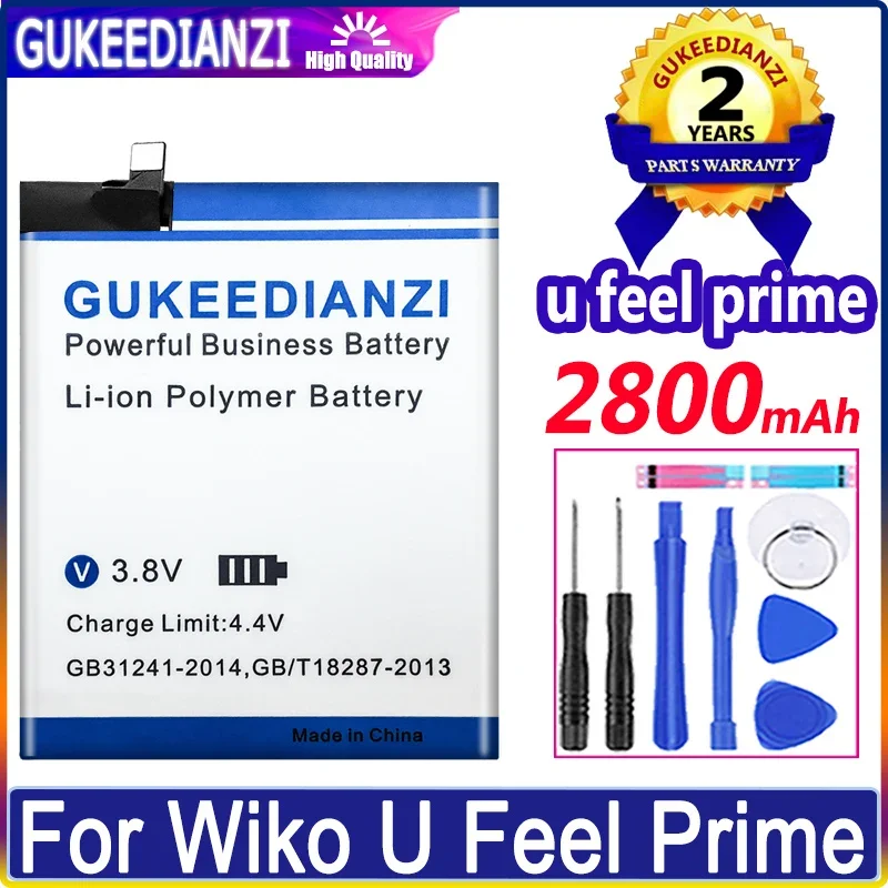 

GUKEEDIANZI Battery 2800mAh For Wiko U Feel Prime Batteries + Track NO.