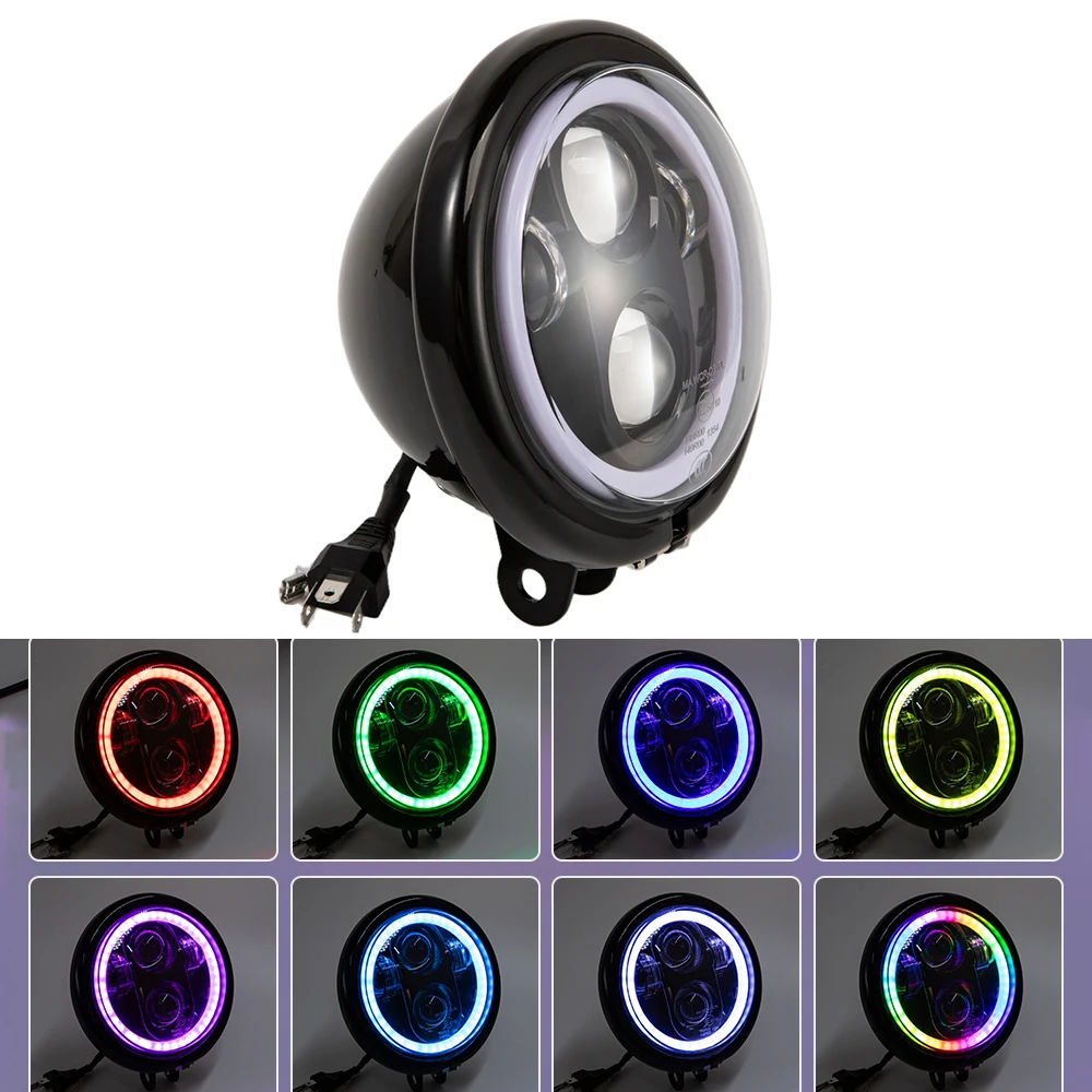 Universal 5.75" Round Head Light 12‑60V 40W 4000lm For Honda Bobber Cafe Racer Motorbike 5.75 Inch Motorcycle LED Headlight