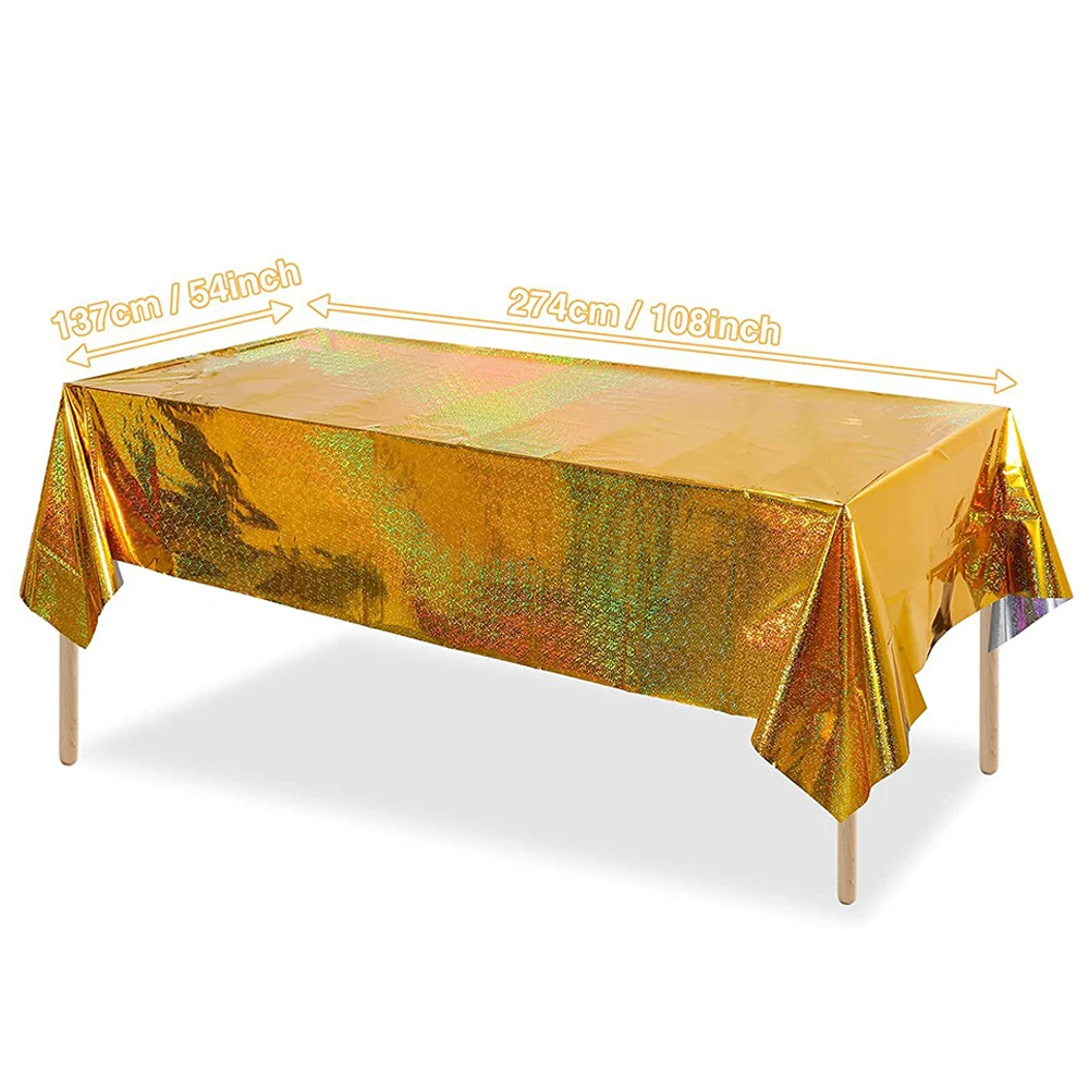 1–10 Stück schillernde, glänzende Einweg-Laser-Rechteck-Tischdecken, Kunststoff-Tischdecken, Geburtstagsparty-Dekoration, Weihnachten, 108 x 54 Zoll – Detail 7