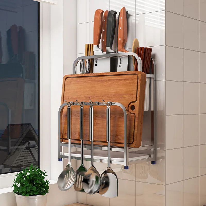 

Многофункциональная подставка для кухонных принадлежностей из нержавеющей стали: держатель для разделочных досок, ложек, ножей, органайзер для шкафа