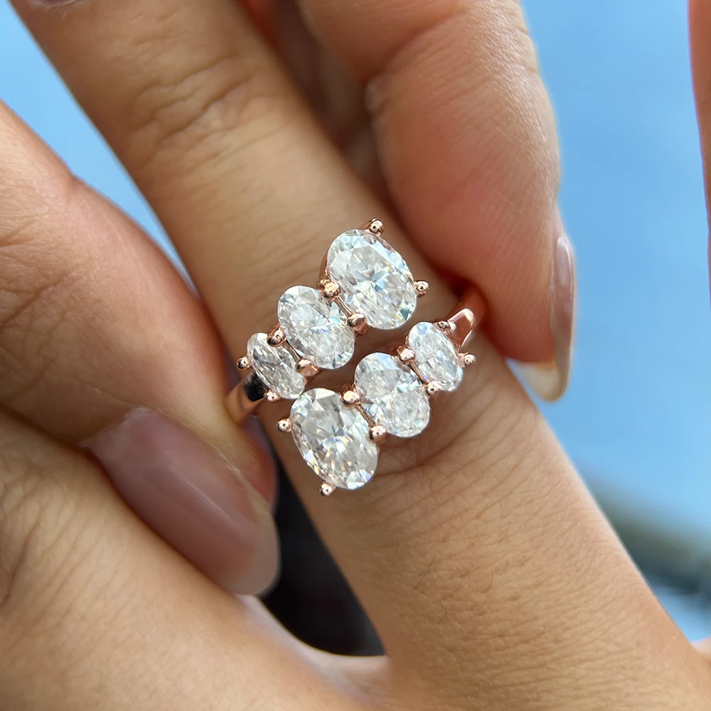 3.6‑CT‑TW Total‑Weight Oval‑Cut Solitaire‑Design Moissanite Engagement Ring for Women, 925 Sterling‑Silver 18K‑Gold‑Plated Bridal Wedding‑Band Fine Jewelry, Ideal Gift for Her