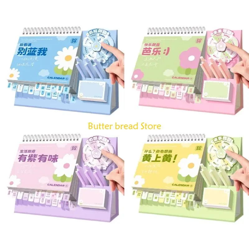 

W89C 2026 Mini Wire Binding Calendar Standing Small Desktop Calendar Memo Decors