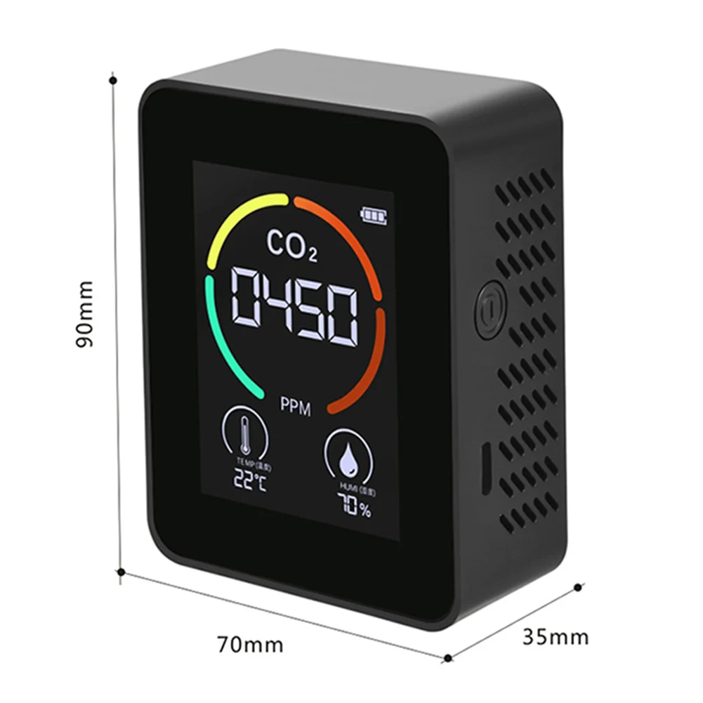 Small Digital Display Carbon Dioxides Detector Rechargeable Practical Air-Quality Meter For Bedroom