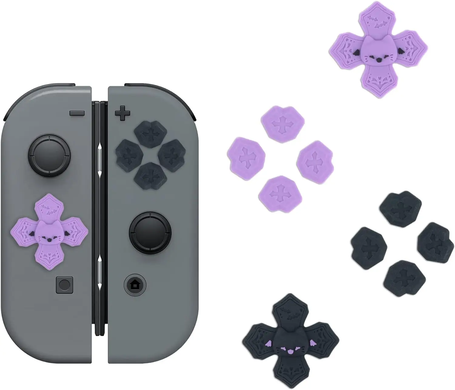 GeekShare Spooky Cat Silicone Pastel Cross D-Pad Button Caps Set ABXY Key Buttons Sticker for Nintendo Switch/OLED Joy-Con