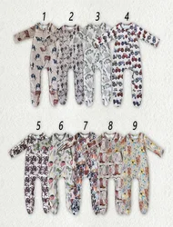 Baby Boys Romper Long Sleeve Western Farm Cow Print One-piece Todler Bodysuit Kids Boutique Clothes