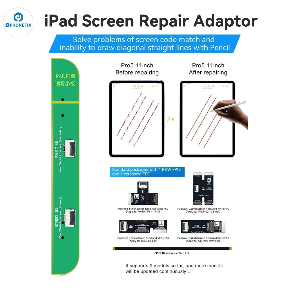 JCID V1SE V1SPro IPad Screen Repair Adaptor Solve problems of screen code match Pencil inability to draw diagnoal straight lines