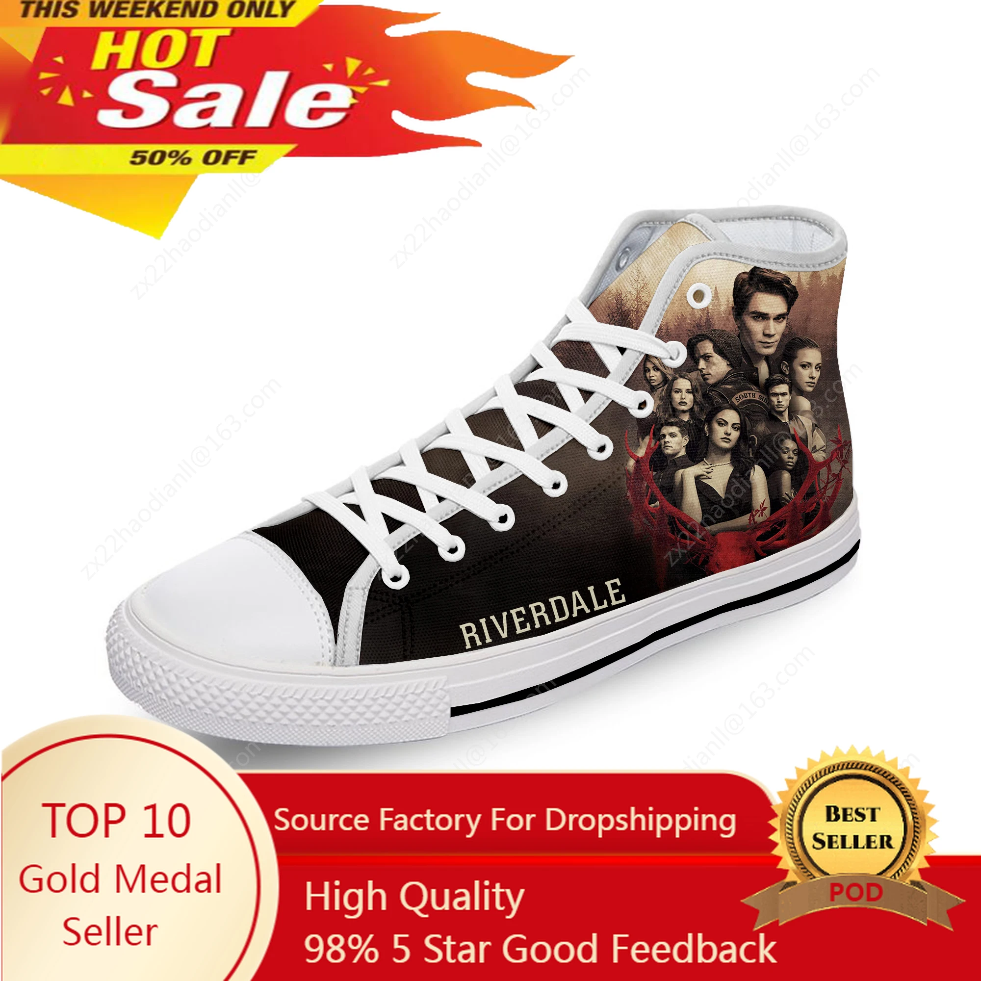 

Riverdale South Side Serpents White Cloth Fashion 3D Print High Top Canvas Shoes Men Women Lightweight Breathable Sneakers