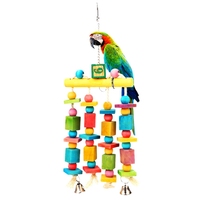 Wood Parrot Bird Toys Hanging Rope Pet Multi Colored Wooden Bite Resistant Birds Chewing Toy Training Hang Swing Pets Supplies