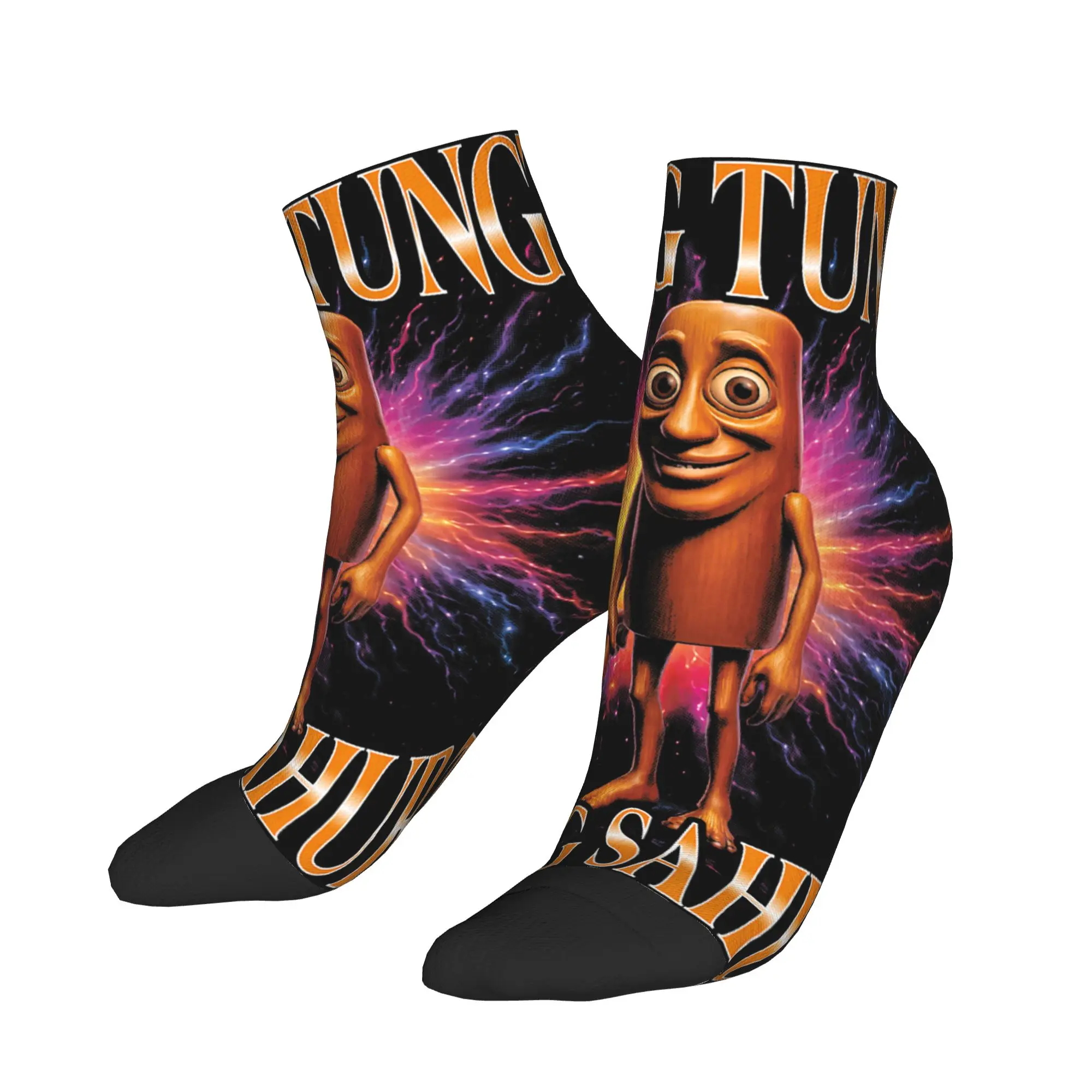 Tung Tung Tung Sahur Funny Italian Brainrot Bootleg Lässige Socken für Herren, Gothic-Knöchelsocken, Sommer-Skateboard-Anti-Rutsch-Socken