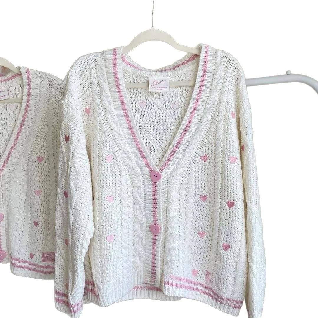 Suéter de lana tejido Sweet Lover, cárdigan de manga larga, estilo neutro de moda para mujer, ajuste holgado, grueso para inv...