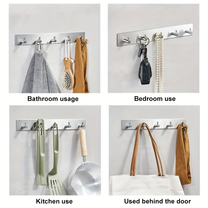 Edelstahl 3M Selbstklebende Haken Klebende Wand- und Türhaken Rostfreier Handtuchhalter, Kleider- und Mantelaufhänger – Detail 10