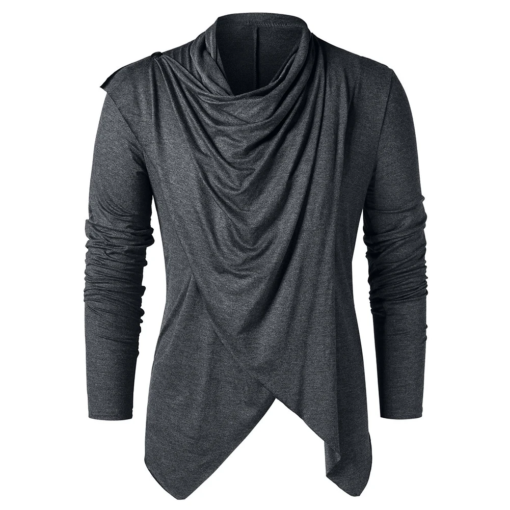 Men Asymmetrical Overlap Cardigan Long Sleeve Shawl Collar Open Front Tops