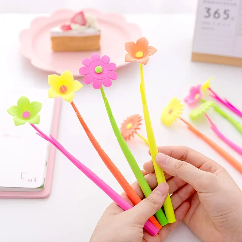 20pcs/lot Mixed Styles Flower Plant Shaped Ball Point Pen Creative Stationery Ballpoint Pen Lovely Style Gel Pen WritingGel Pens