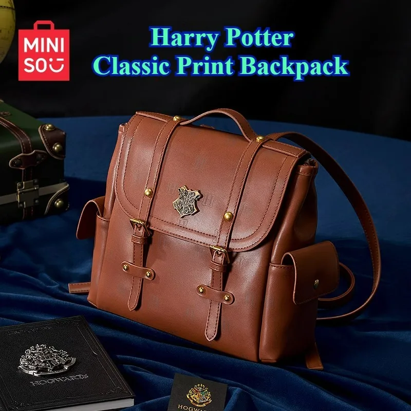 MINISO&Harrys Potter Classic Print Backpack Women's Student Large Capacity Commuting Backpack Girl Birthday Gift