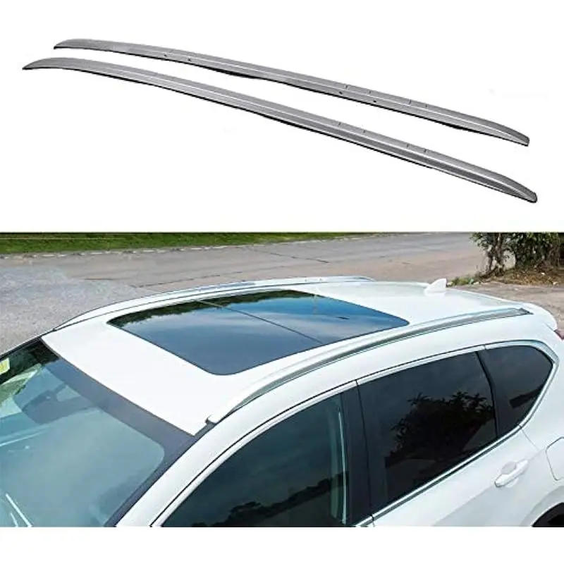 Roof-mounted side rails for Honda CR-V models 2017–2022, silver metallic finish, corrosion-resistant coated metal construction,