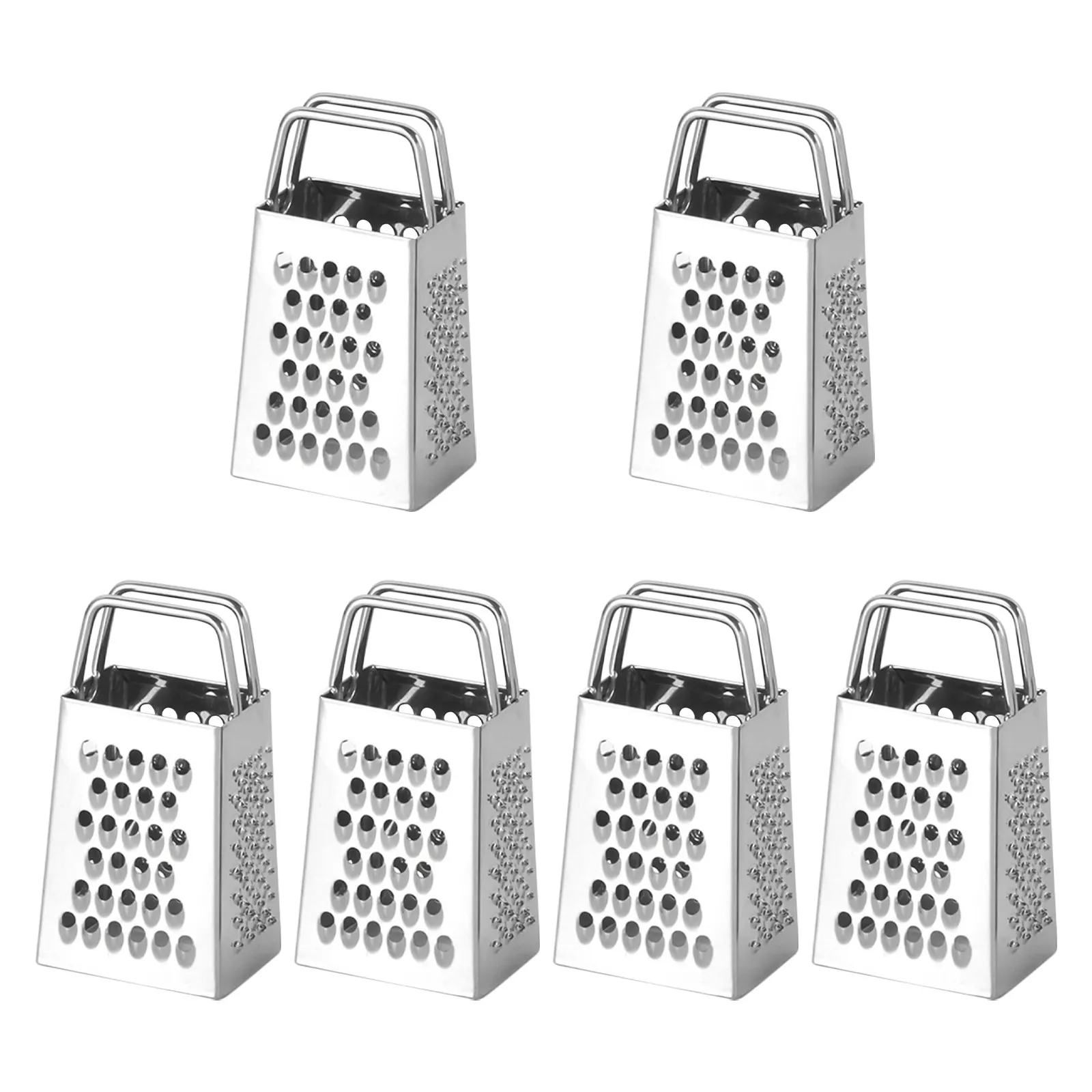 6Pcs Stainless Steel 4-Side Box Grater Mini Cheese Shredder Portable Vegetable Chopper for Carrot Potato Cucumber Ginger Garlic