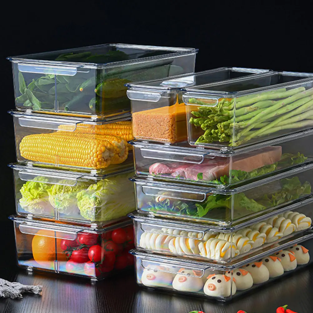 1Pcs Transparent Food Storage Box Sealed Preservation Container Kitchen Refrigerator Organizer for Fruits Vegetables