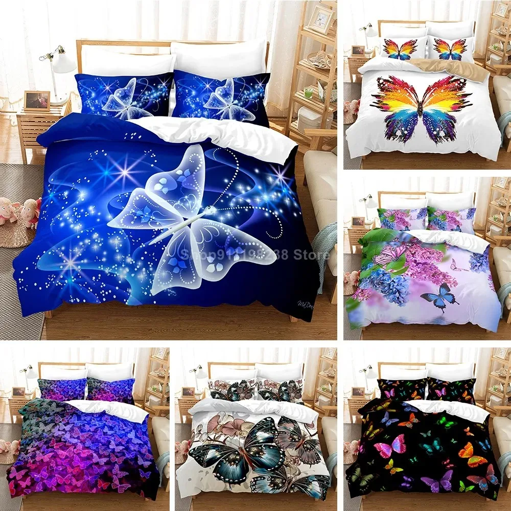 

3D Print Fantasy Butterfly Animal Romantic Comforter Bedding Set King Queen Double Full Twin Single Size Bed Linen Set Luxury