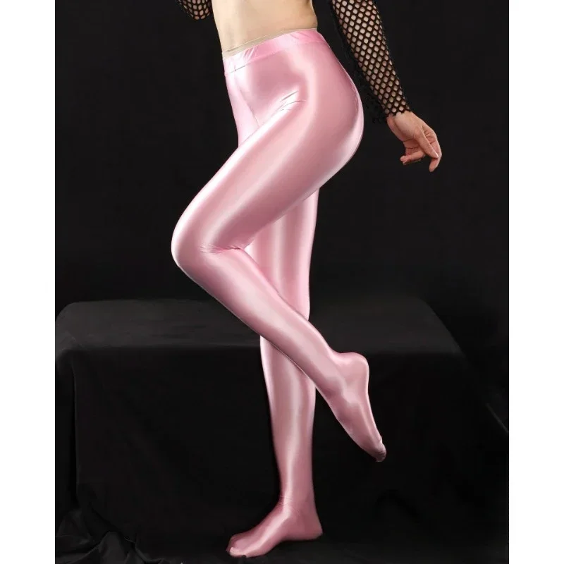 Thin Transparent Oily Glossy Crotch Jumpsuit Leggings Dance Yoga Pants Leggings Sport Women Fitness  Leggings Women