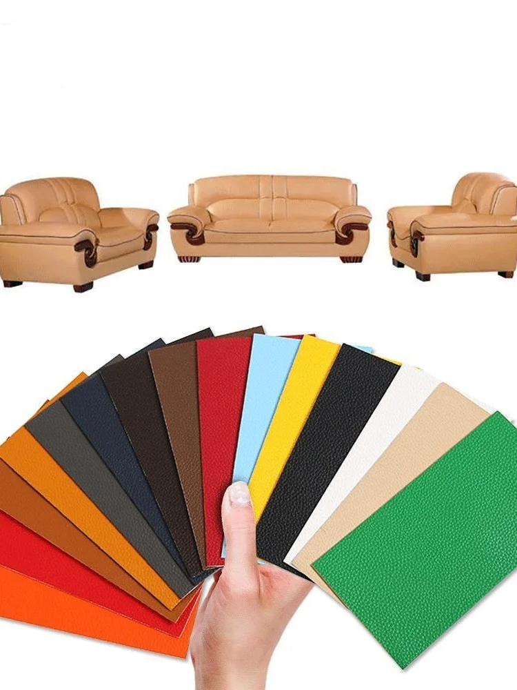 Self-Adhesive Leather Patches for Clothing Repairing, PU Fabric, Big Stickr Patches, 12 Colors, 20cm * 10cm, No Ironing