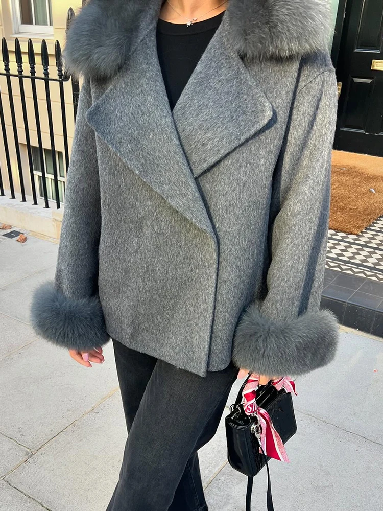 

﻿ Fashion Faux Fur Overcoat Women's Turn-down Collar Full Sleeve Hidden Button Warm Jacket 2025 Autumn Winter New Lady Outwears