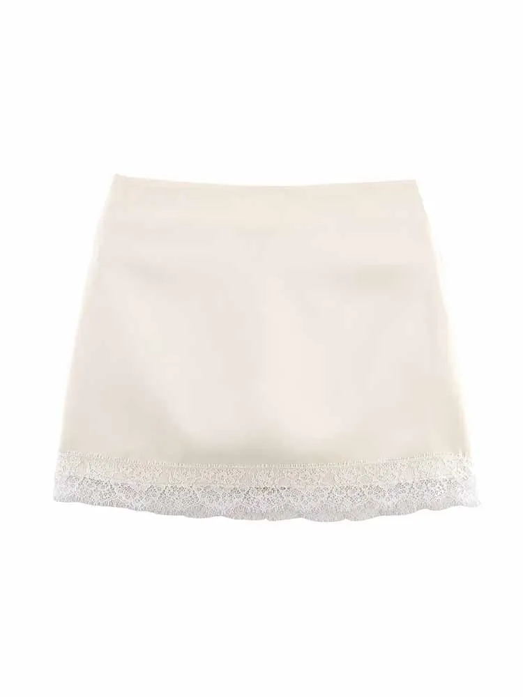 HH New Woman Summer Fashion Versatile Solid Color Hem Lace Trim Short Culottes Female Commuting Casual Party Commuting Culottes