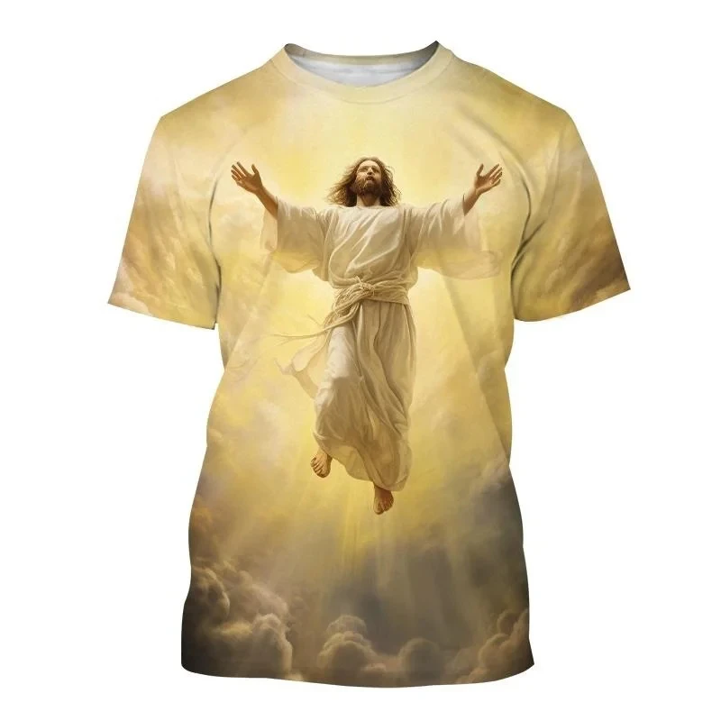 

Christian God Pattern T-Shirt 3D Jesus Print O-Neck Men Women Tshirts Casual Short Sleeve Harajuku Unisex Streetwear Clothing