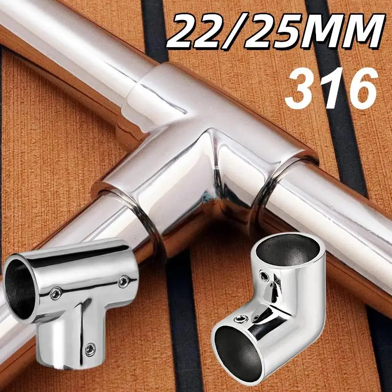 1Pcs No Rust Outdoor Awning Tube Fastener 22mm 25mm Marine 316 Stainless Steel Tube Pipe Connector Boat Accessories