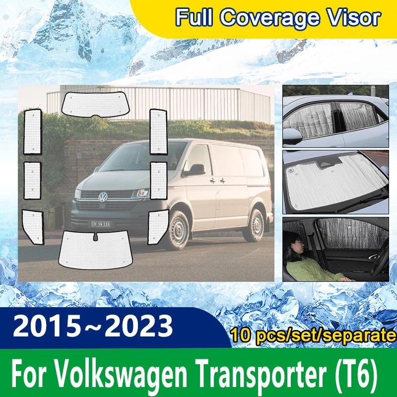 

For Volkswagen VW Transporter Multivan Caravelle T6 SWB 2015~2023 Full-Coverage Sunshades Sun Protector Visors Car Accessories