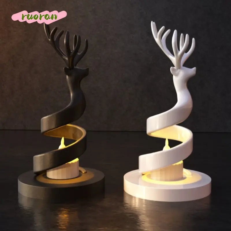 3D Printed Elegant Spiral Reindeer Small Candle Stand Tabletop Fireplace Christmas Decoration