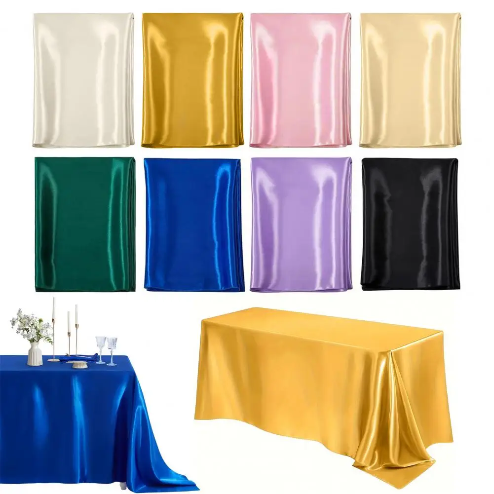

Tablecloth Nordic Style Smooth Satin Fabric Dustproof Protective Cover Wedding Party Dining Table Cloth