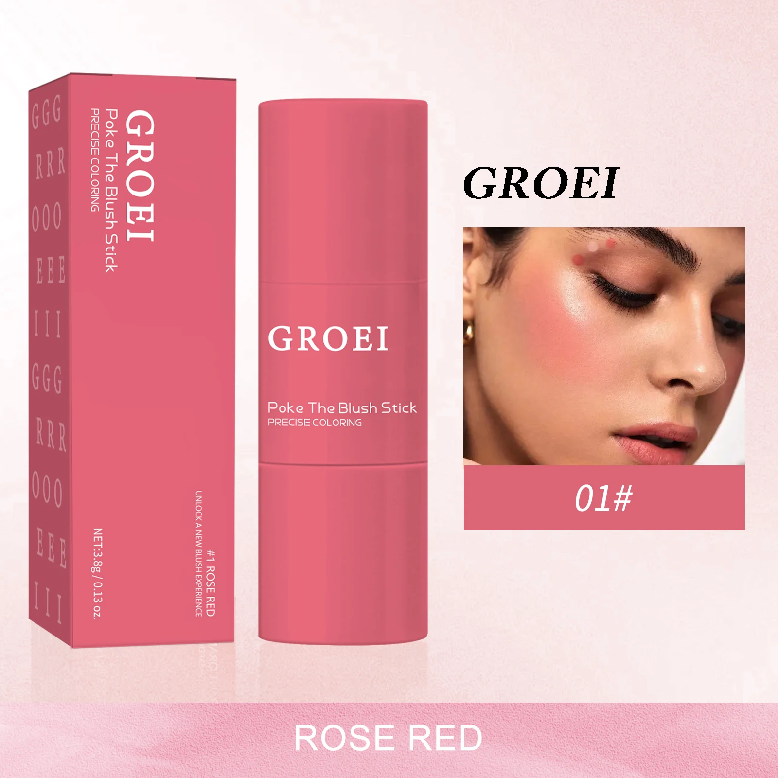 3-Farben-Rougestift, doppelseitig, natürlich, wasserfest, langlebig, mattes Make-up, einfarbig, cremiger Rouge-Rougestift, einfach aufzutragen