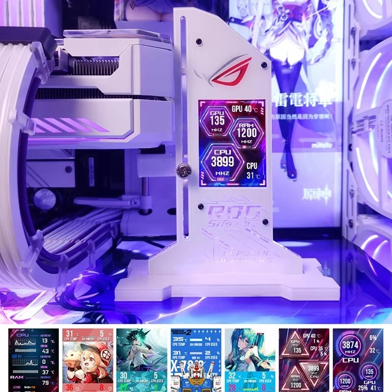 Graphic Video Card Bracket VGA Holder With 2.4 inch LCD Display Support RGB CPU GPU RAM Monitor AIDA64 for PC Gamer Cabinet DIY