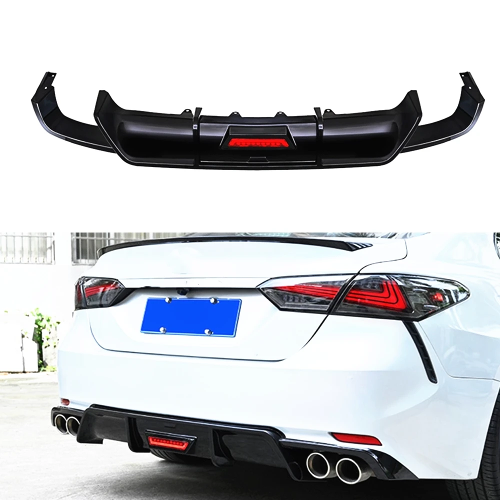 

Car Rear Bumper Diffuser Lip w/ LED Light Guard Splitter For Toyota Camry 8th Sport SE XSE 2018 2019 2020 2021 2022 2023