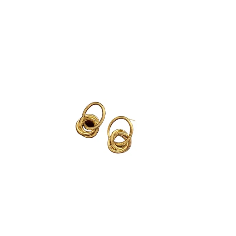 

*Circle metal earrings, niche design, light luxury, high-end retro earrings
