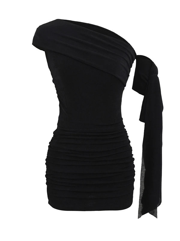 مثير الرغبة النقية مطوية الخصر واحد الكتف الدكتور المرأة تصميم تحسس Bodycon ort تنورة عالية الخصر Svel الربيع الصيف...