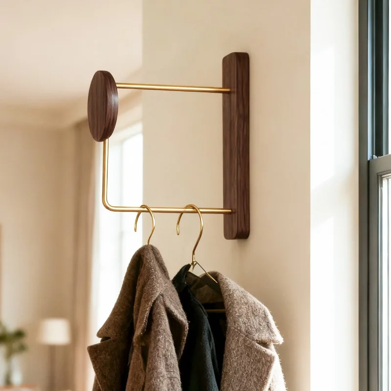 Solid Wood Wall Coat Rack No Drill Space Saving Entryway Organizer Eco-Friendly Clothes Hanger
