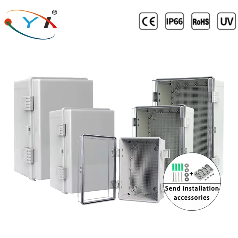 IP66 Outdoor Waterproof Electronic Box Grey/Transparent Cover Distribution Case ABS Housings with Buckle Plastic Junction Box
