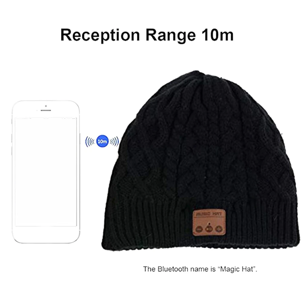 【~ New N07R】Wireless Hat Men Women Headphone Music Hat Winter Cap Stereo Headset Speaker Microphone Earphone for Black