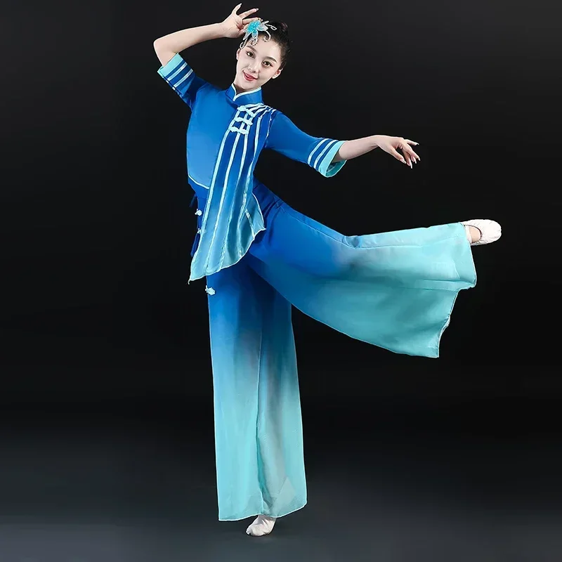 Klassischer Tanz Volkstanz Tanzkleidung Chinesischer Stil Hanfu Taillentrommel Bühnenkostüm Traditioneller eleganter Yangko Square Dance